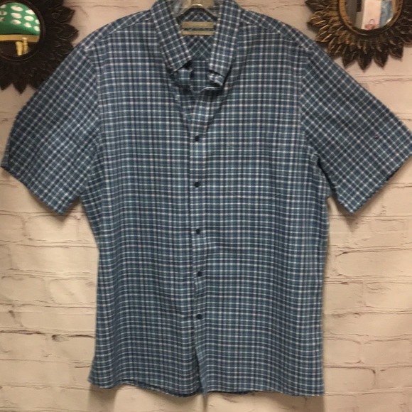 PLAID NORDSTROM Shirt WRINKLE FREE BUTTON DOWN WHITE & BLUE Size L - Picture 3 of 9